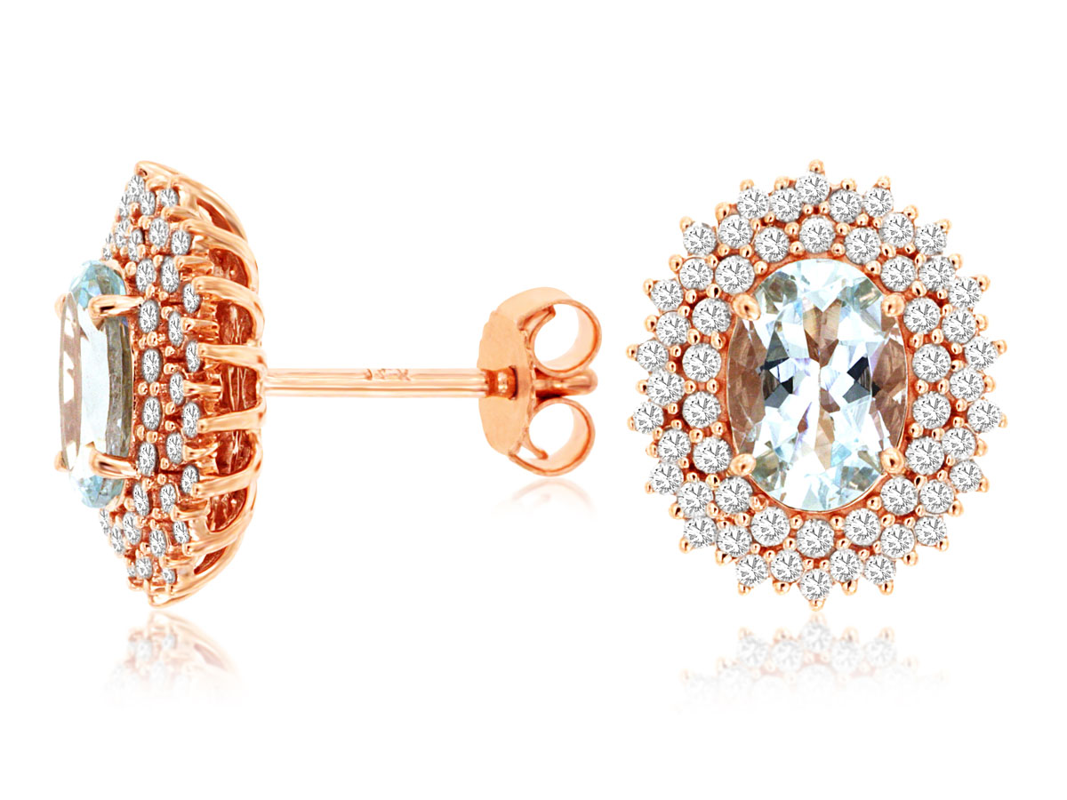 AQUAMARINE & DIAMOND EARRING