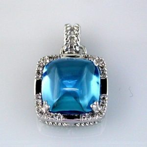 BLUE TOPAZ & DIAMOND PENDANT