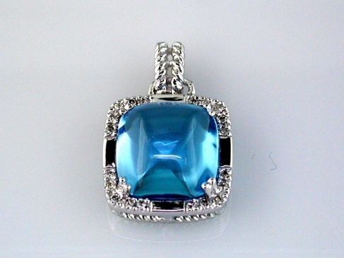 BLUE TOPAZ & DIAMOND PENDANT