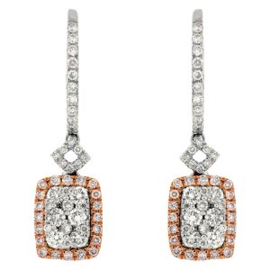 WHITE & PINK DIAMOND EARRING