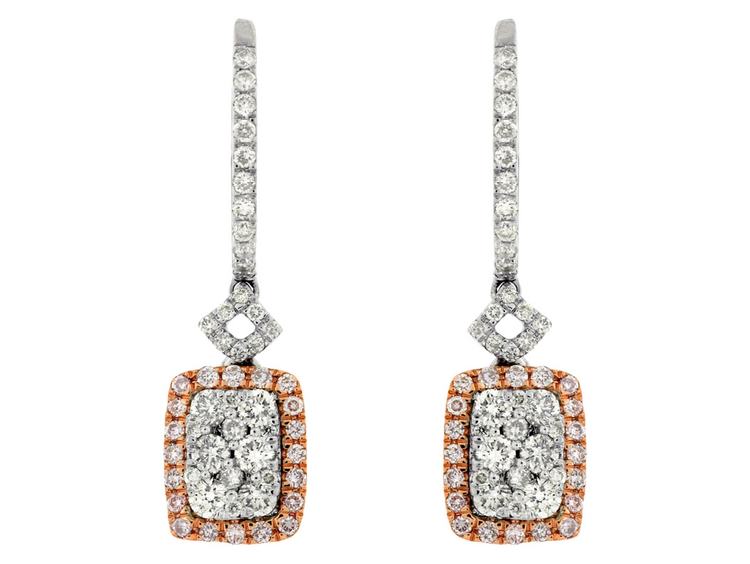 WHITE & PINK DIAMOND EARRING