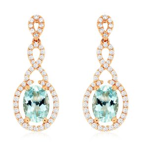 AQUAMARINE & DIAMOND EARRING
