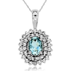 AQUAMARINE & DIAMOND PENDANT