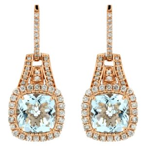 AQUAMARINE & DIAMOND EARRING