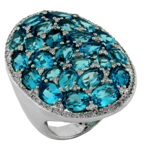 BLUE TOPAZ & DIAMOND RING