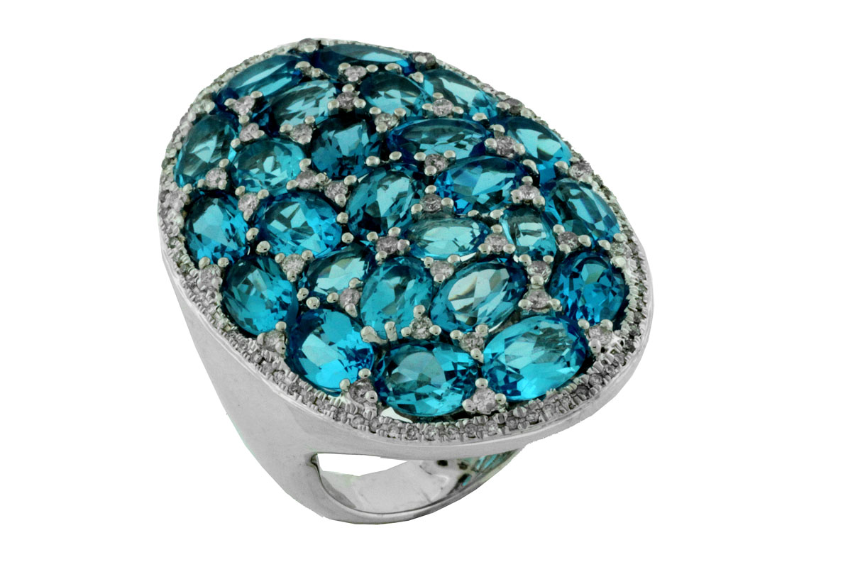 BLUE TOPAZ & DIAMOND RING
