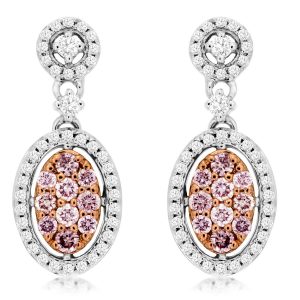 WHITE & PINK DIAMOND EARRING