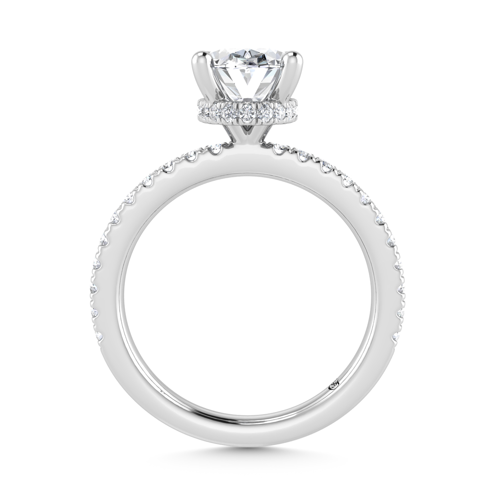 14K White Gold Lab Grown Diamond 1 7/8 Ct.Tw. Hidden Halo Engagement Ring (Center Oval)