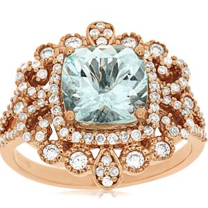AQUAMARINE & DIAMOND RING