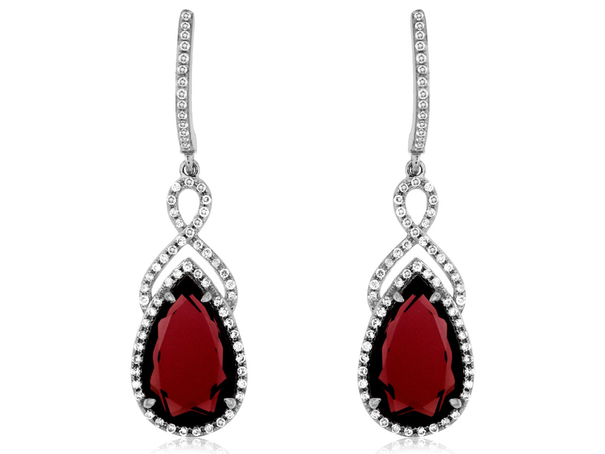 RHODOLITE & DIAMOND EARRING