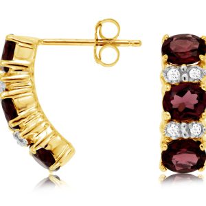 RHODOLITE & DIAMOND EARRING