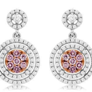 WHITE & PINK DIAMOND EARRING