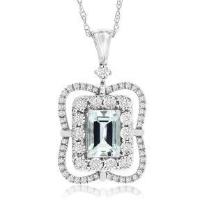 AQUAMARINE & DIAMOND PENDANT