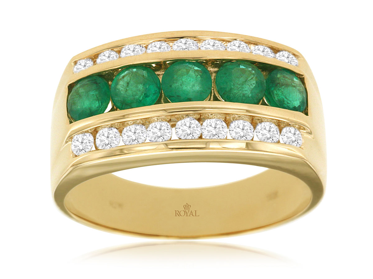 MEN'S EMERALD & DIAMOND RING