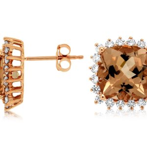 MORGANITE & DIAMOND EARRING