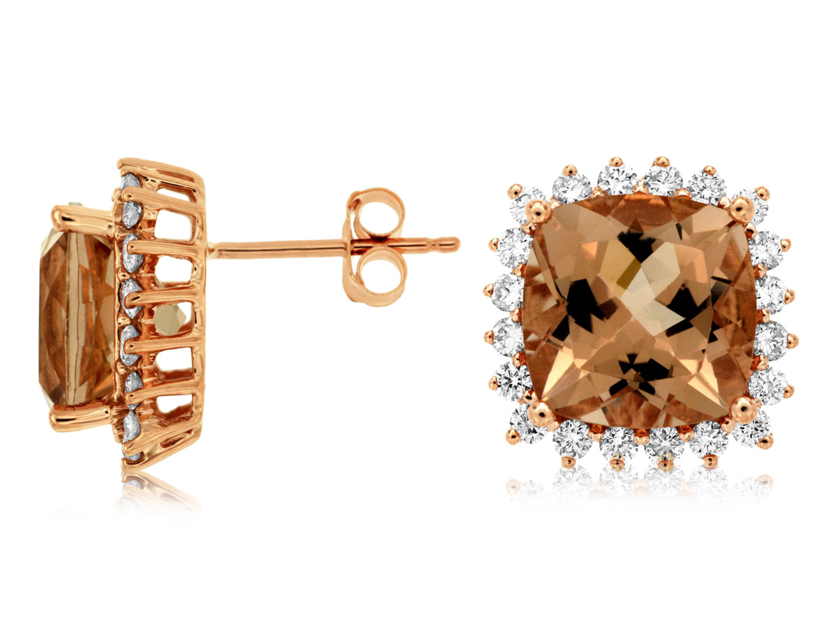 MORGANITE & DIAMOND EARRING