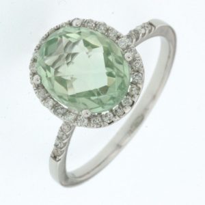 DIAMOND & GREEN AMETHYST RING
