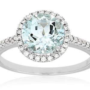 AQUAMARINE & DIAMOND RING