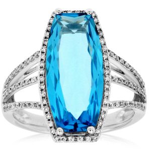 BLUE TOPAZ & DIAMOND RING