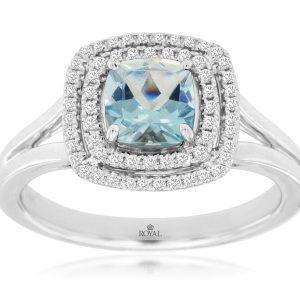 AQUAMARINE & DIAMOND RING