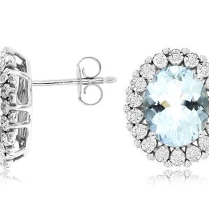 AQUAMARINE & DIAMOND EARRING