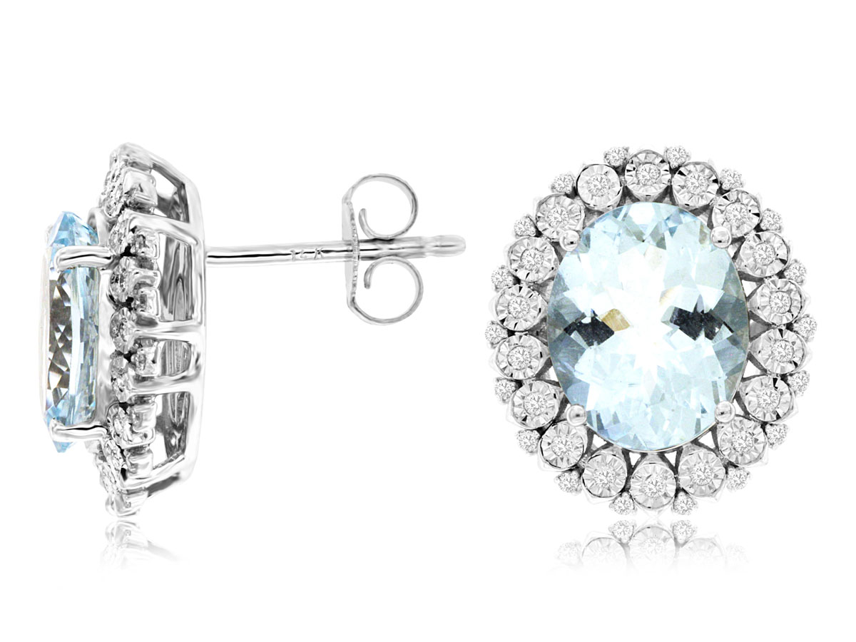 AQUAMARINE & DIAMOND EARRING