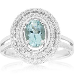 AQUAMARINE & DIAMOND RING