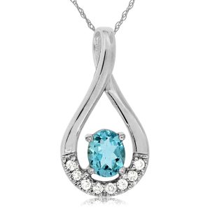 AQUAMARINE & DIAMOND PENDANT