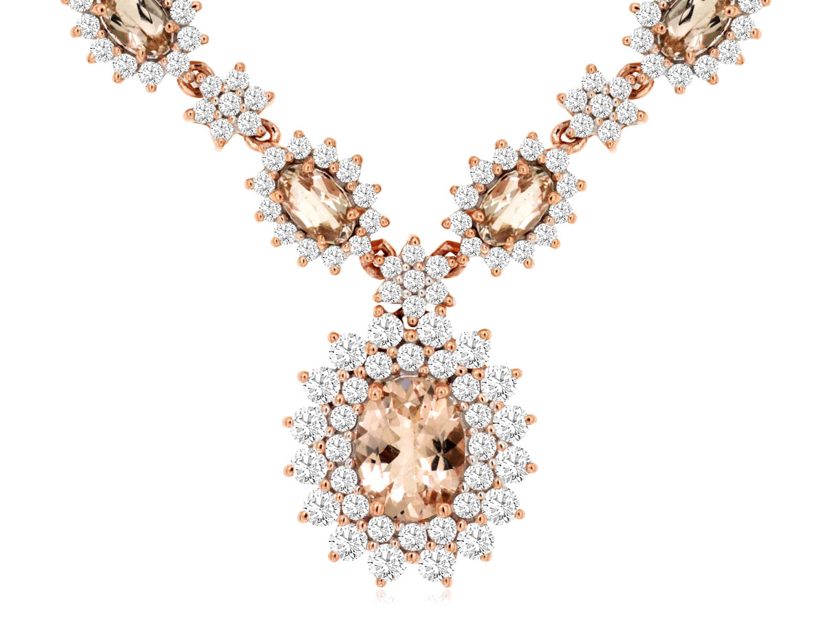 MORGANITE & DIAMOND NECKLACE