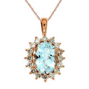 AQUAMARINE & DIAMOND PENDANT