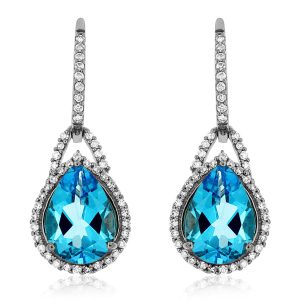 BLUE TOPAZ & DIAMOND EARRING