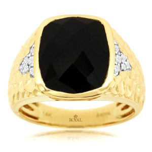 MEN’S ONYX & DIAMOND RING