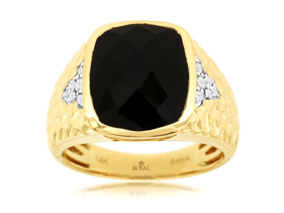 MEN'S ONYX & DIAMOND RING
