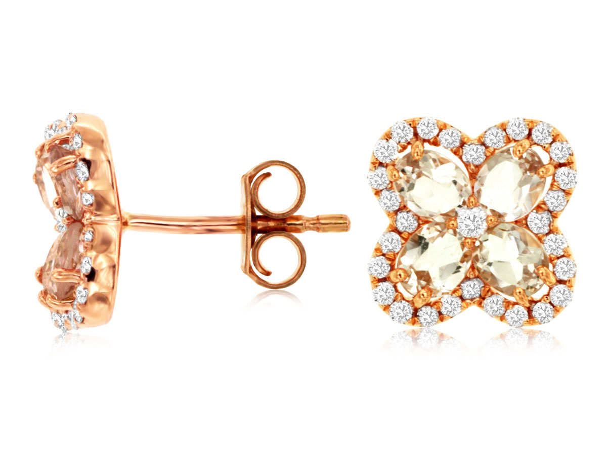 MORGANITE & DIAMOND EARRING