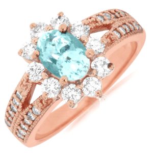 AQUAMARINE & DIAMOND RING