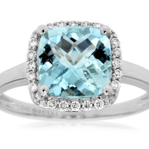 AQUAMARINE & DIAMOND RING