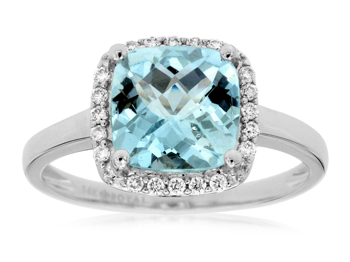 AQUAMARINE & DIAMOND RING