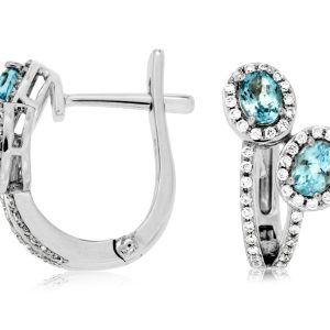 AQUAMARINE & DIAMOND EARRING