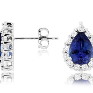 TANZANITE & DIAMOND HALO STUDS