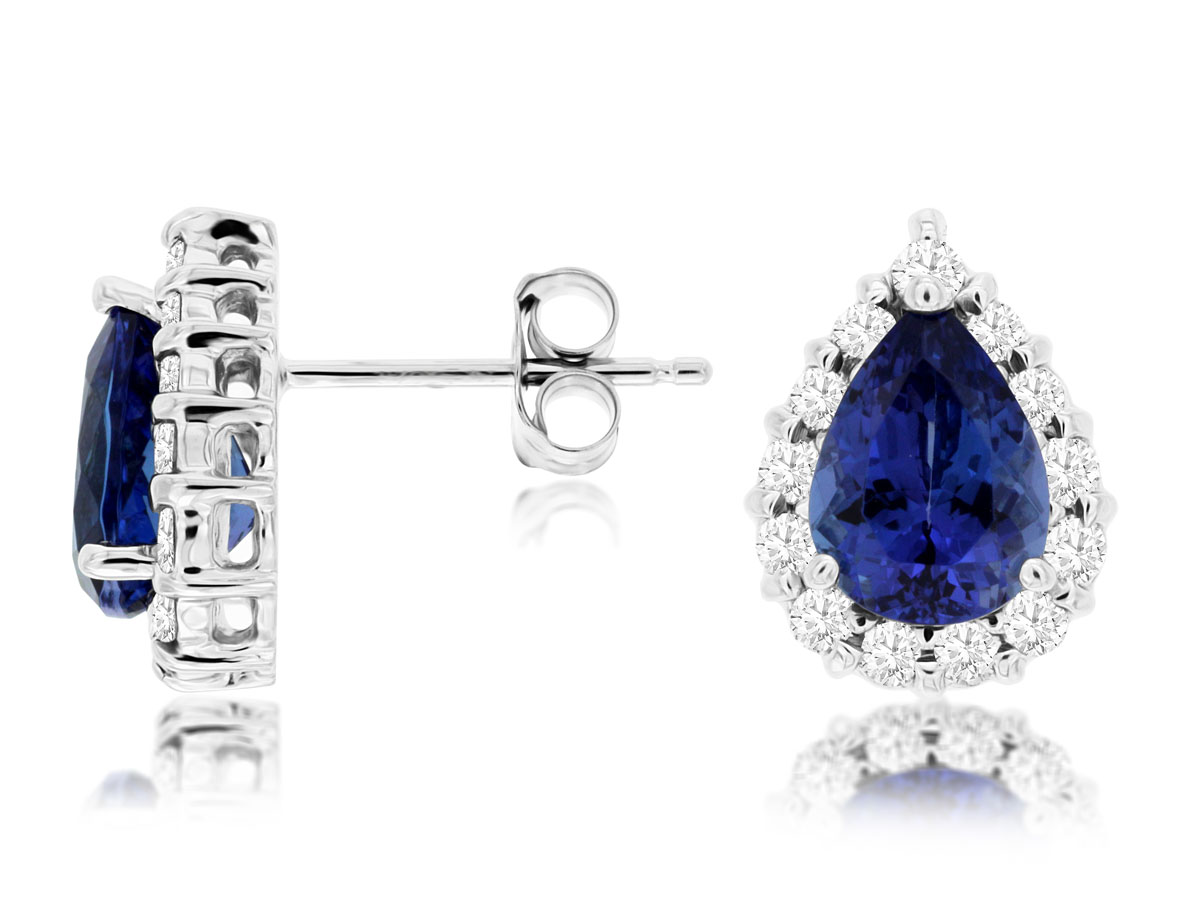 TANZANITE & DIAMOND HALO STUDS