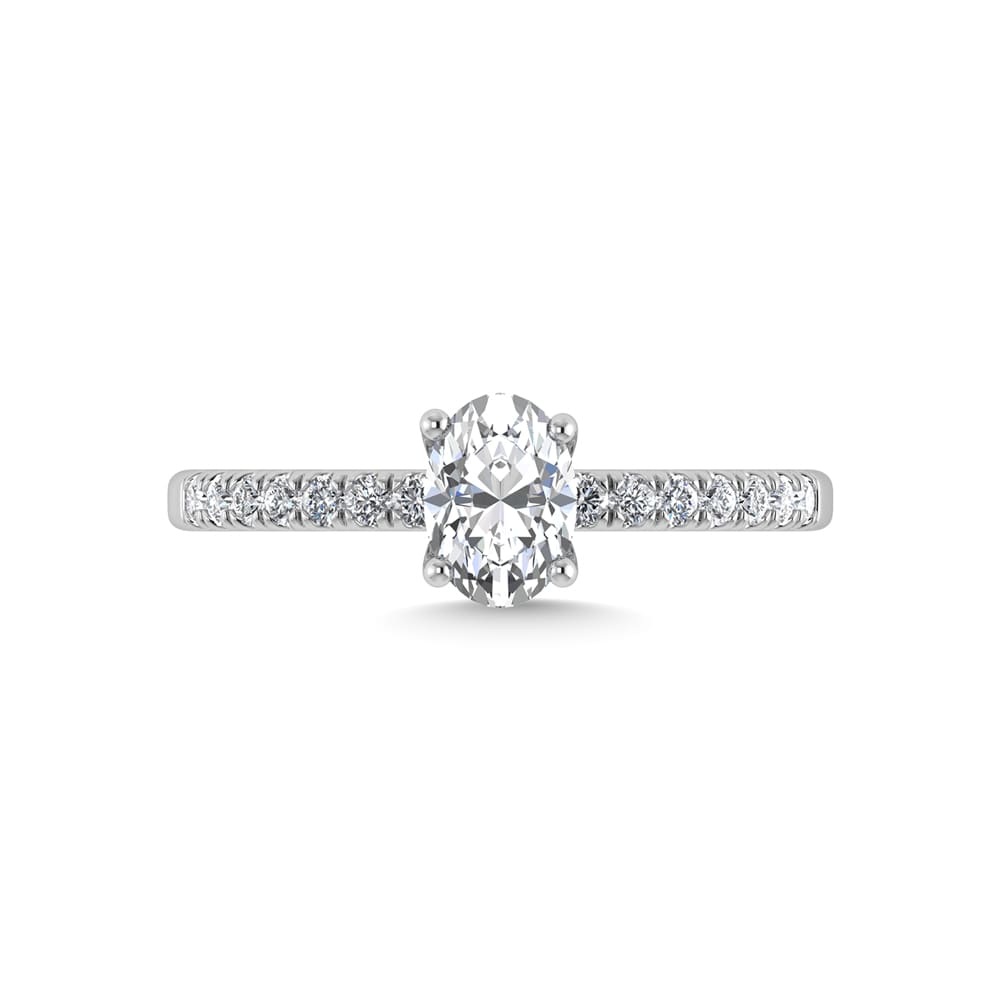 14K White Gold Lab Grown Diamond 7/8 Ct.Tw. IGI Certified Oval Shape Hidden Halo Engagement Ring