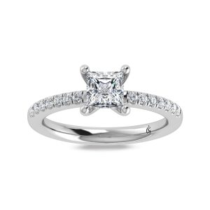 14K White Gold Princess Cut Lab Grown Diamond 1 3/4 ct.tw. Hidden Halo Engagement Ring