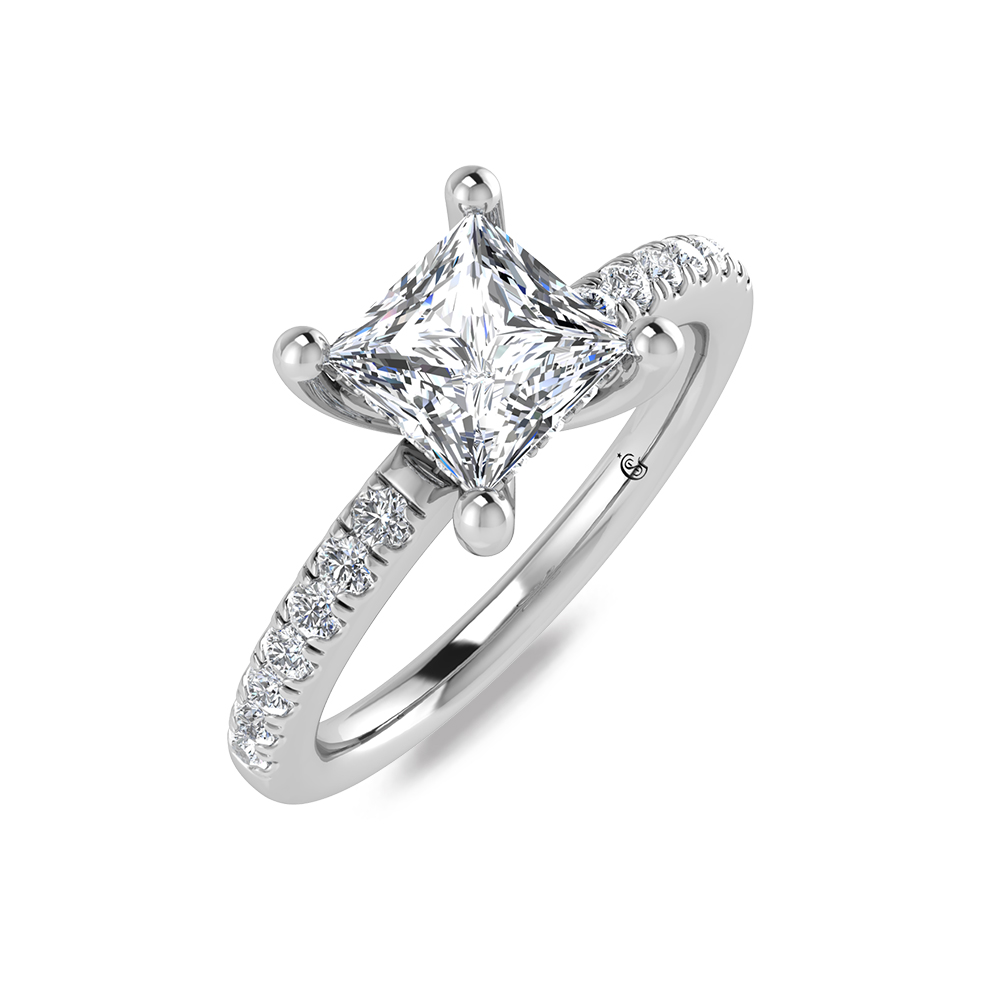 14K White Gold Princess Cut Lab Grown Diamond 1 3/4 ct.tw. Hidden Halo Engagement Ring