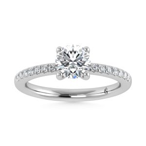 14K White Gold Lab Grown Diamond 1 1/5 Ct.Tw. IGI Certified Round Shape Hidden Halo Engagement Ring