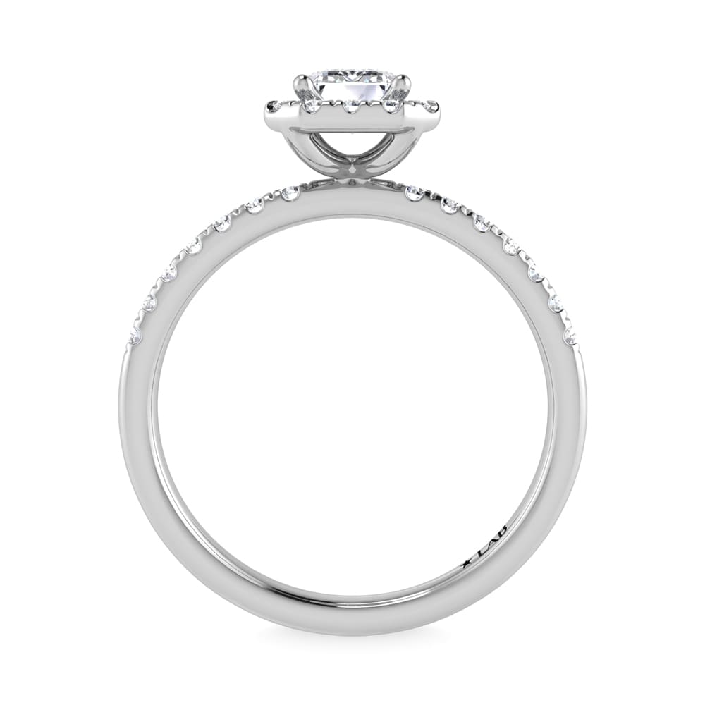 14K White Gold Lab Grown Diamond 1 1/4 Ct.Tw. IGI Certified Emerald Shape Halo Engagement Ring