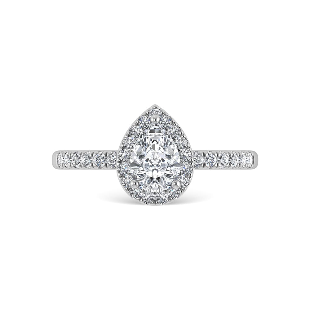 14K White Gold Lab Grown Diamond 1 Ct.Tw. IGI Certified Pear Shape Halo Engagement Ring