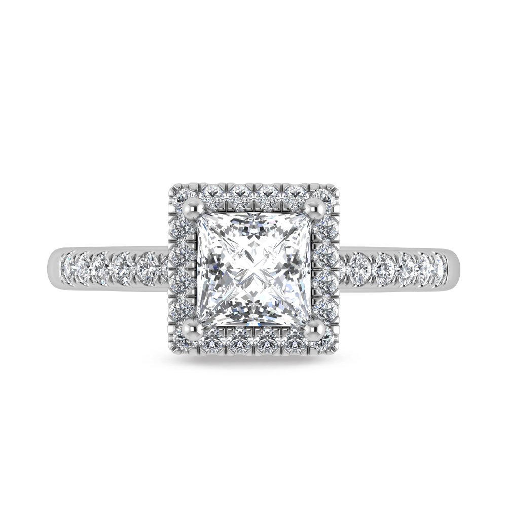 14K White Gold Princess Cut Lab Grown Diamond 1 1/4 ct.tw. Halo Engagement Ring