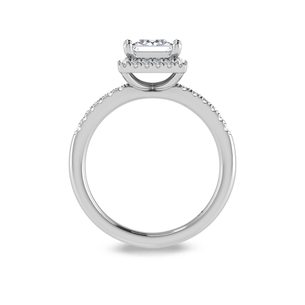 14K White Gold Princess Cut Lab Grown Diamond 1 1/4 ct.tw. Halo Engagement Ring