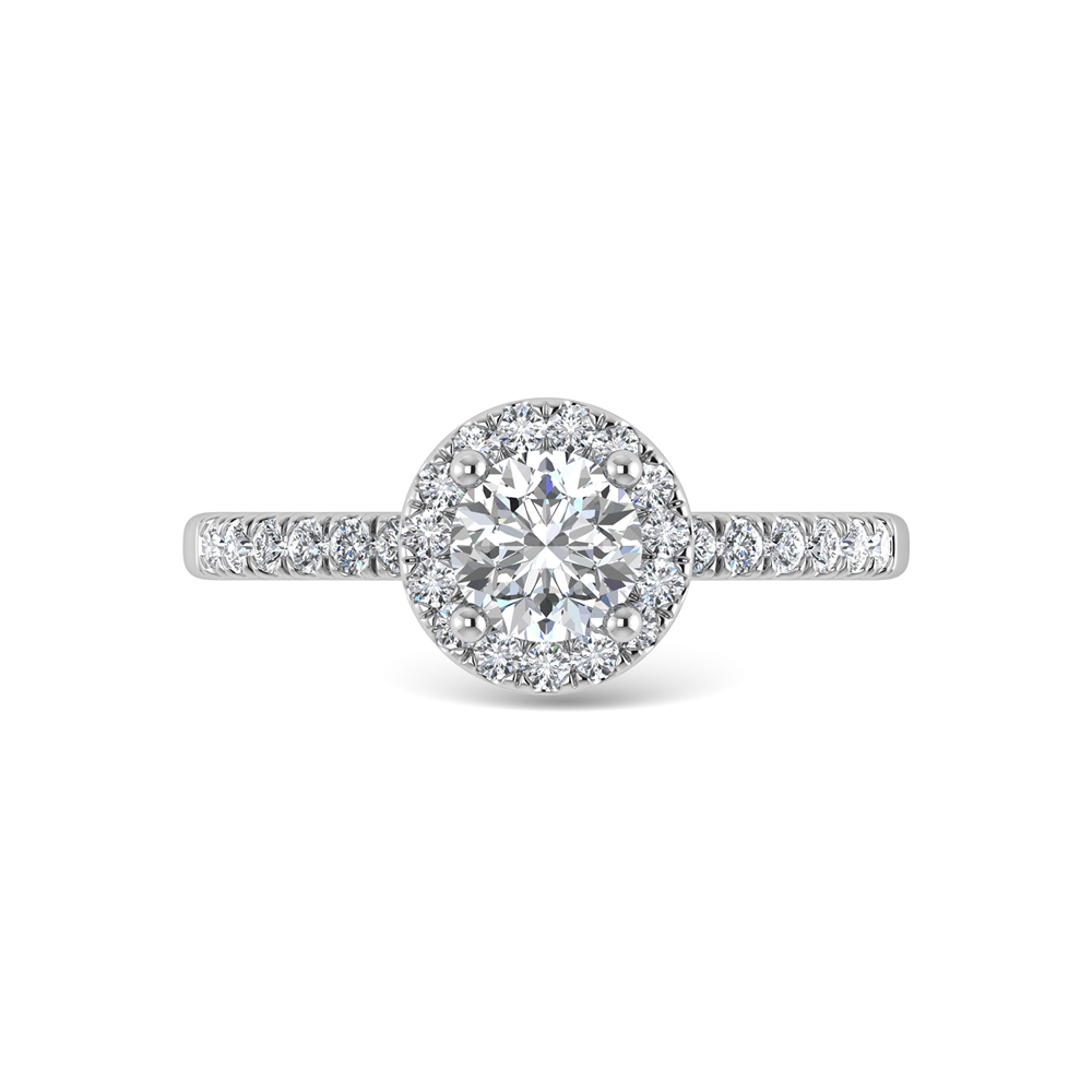 14K White Gold Lab Grown Diamond 1 1/4 Ct.Tw. Shank Round Shape Halo Engagement Ring