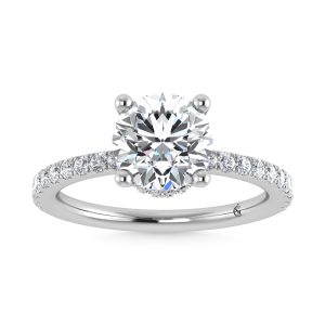 14K White Gold Lab Grown Diamond 1 7/8 Ct.Tw. Hidden Halo Engagement Ring (Center Round)